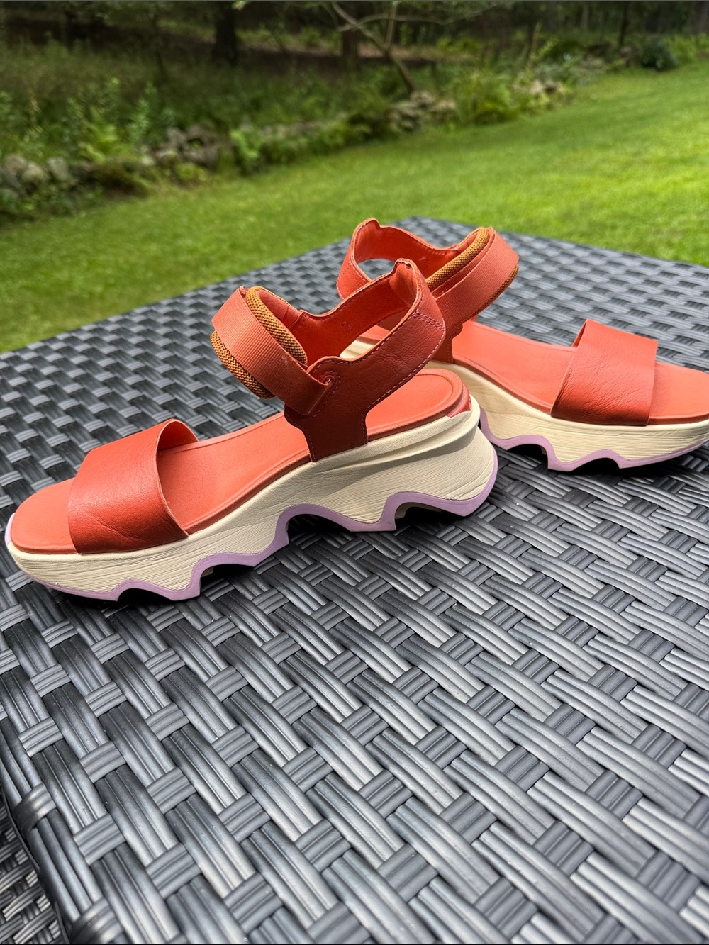 Sorel Coral Platform Sandals with Cream & Pink Wave Sole - Picture 3 of 5